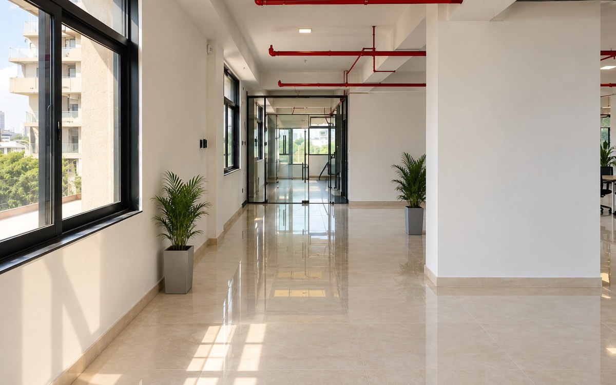 Bright office entry and corridor
