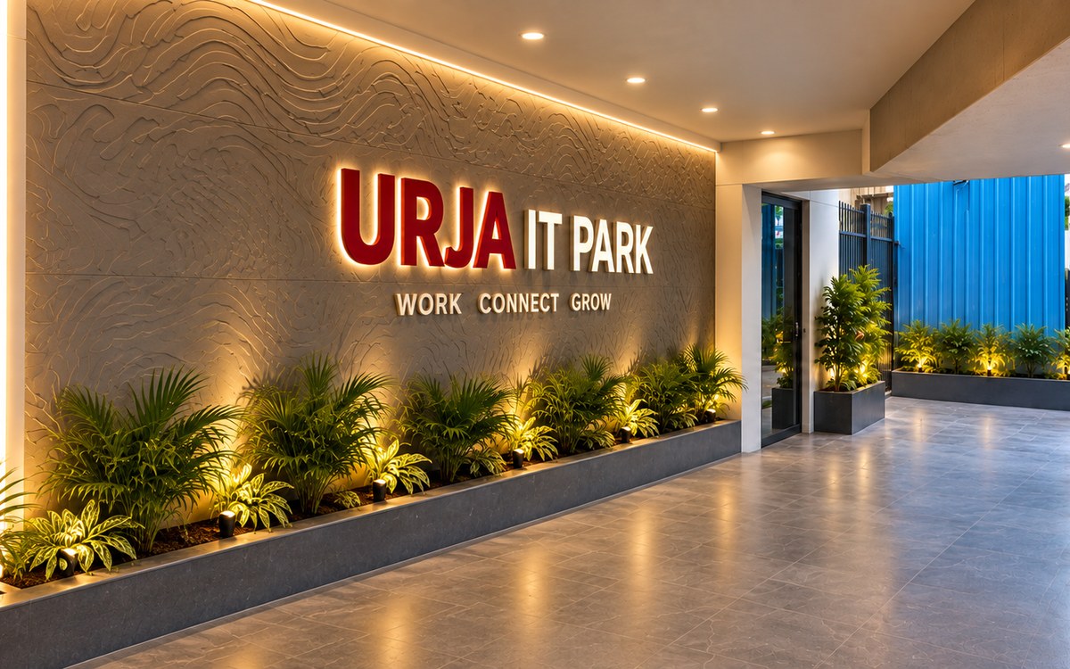URJA IT Park illuminated branding wall
